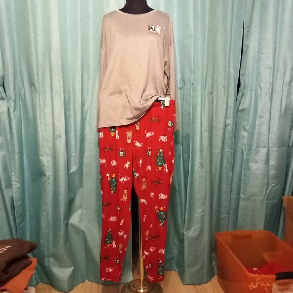 Festive Gray and Red Women's Pajama Set